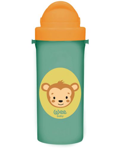 Чаша със сламка Wee Baby - Friends, 300 ml, маймунка, зелена - 1