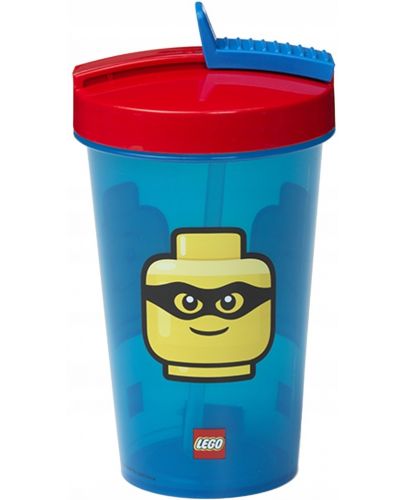 Чаша със сламка Lego Classic - 500 ml, синя - 2