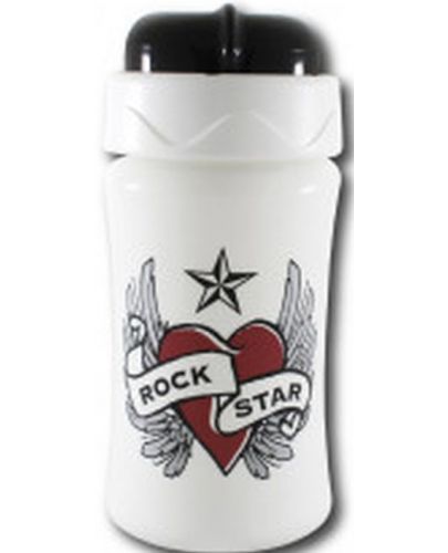 Чаша със силиконова сламка Rock Star Baby - 340 ml , сърце с крила - 1