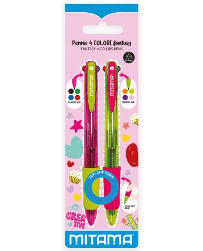 Четирицветна химикалка Mitama - For Fun Fantasy, за момиче, 2 броя - 1