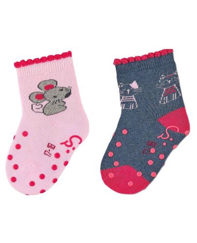 Чорапи за пълзене Sterntaler - Мишка и котка, 21/22 размер, 18-24 месеца, 2 чифта - 1