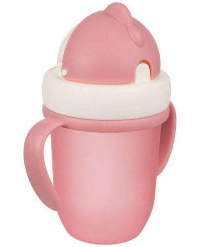 Чаша с Flip-top сламка Canpol babies - Matte Pastels,  210 ml, розова - 2