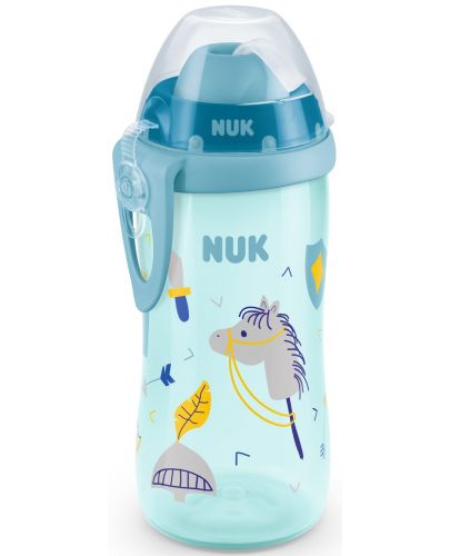 Чаша със сламка Nuk - Flexi Cup, 12м+, 300 ml, синя  - 1