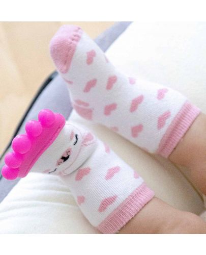 Чорапи с чесалка за зъби BabyJem - Girl, 6-12 месеца, Pink - 2