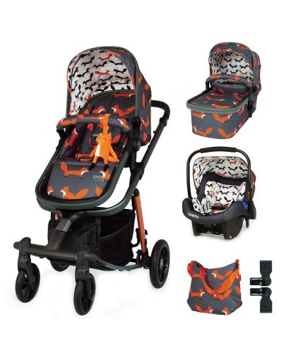 Бебешка количка Cosatto Giggle Quad - Charcoal Mister Fox, с чанта, кошница и адаптери - 1