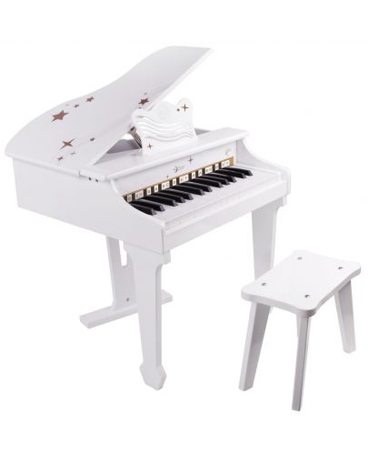 Детско електронно пиано Classic World - Бяло, с пейка - 1