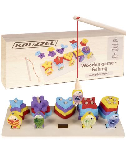 Дървена играчка Kruzzel - Риболов сортер - 6