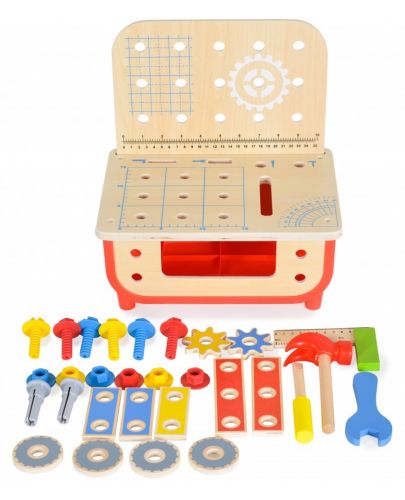 Дървен комплект Tooky Toy - Работилница с инструменти - 6
