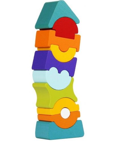 Дървена кула за баланс Cubika, 11 части - 1