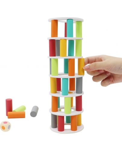 Дървен игрален комплект Pino Toys - Кула за подреждане и баланс - 2