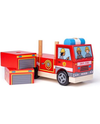 Дървена играчка за нанизване Bigjings - Пожарна - 2