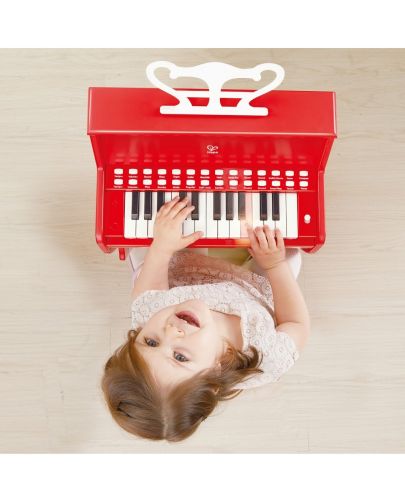 Дървено електронно пиано със столче Hape, червено - 7