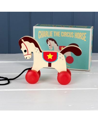 Дървена играчка за дърпане Rex London - Цирково конче Чарли - 3