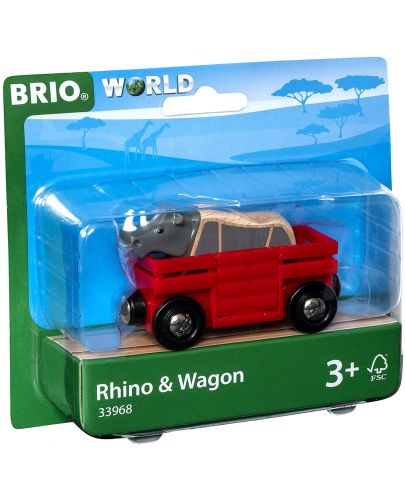 Дървена играчка Brio - Вагонче с носорог - 4