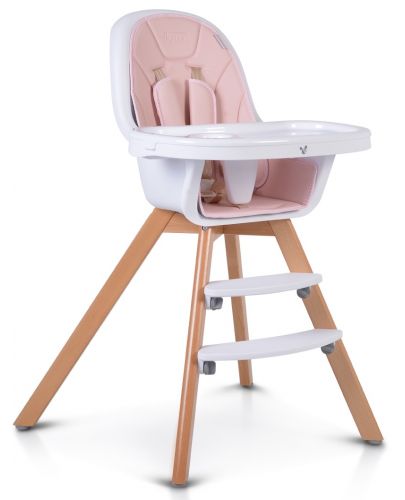 Дървено столче за хранене 2 в 1 Cangaroo - Hygge, розово - 1