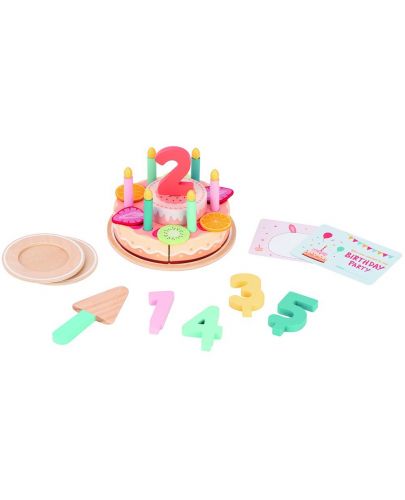 Дървен комплект Lelin - Торта за рожден ден, с аксесоари - 2