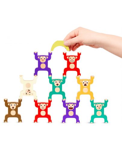 Дървен игрален комплект Battat - Подреждащи се маймунки - 4