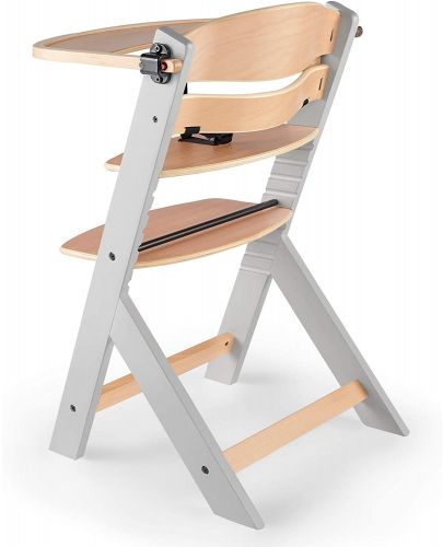 Дървено столче за хранене KinderKraft - Enock, сиво - 4