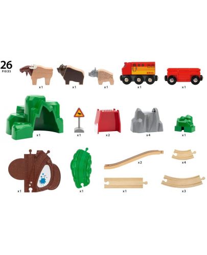 Дървен комплект Brio - Влакче и релси Nordic Forest Animals - 3