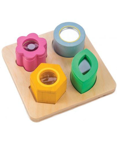 Дървена сензорна играчка Tender Leaf Toys - Пъзел с оптични елементи - 1