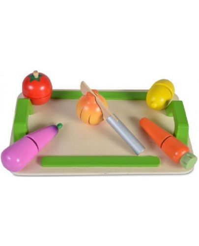 Дървена играчка Moni - Дъска за рязане със зеленчуци - 3