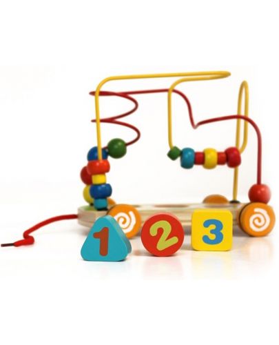 Дървена играчка Acool Toy - Лабиринт с мъниста на колела, Монтесори - 2