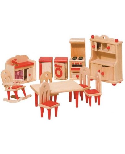 Дървено кухненско обзавеждане за къща за кукли Goki, червено - 1