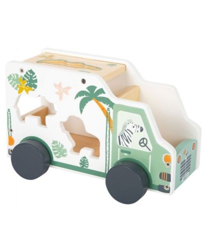 Дървена играчка Small Foot - Кола с животни за сортиране  - 2