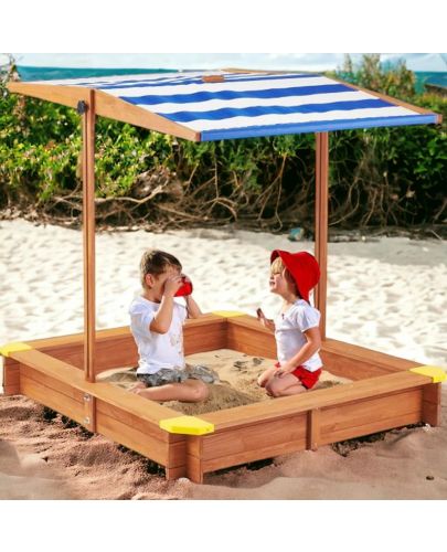Дървен детски пясъчник със сенник Ginger Home - 118 х 118 х 118 cm - 7