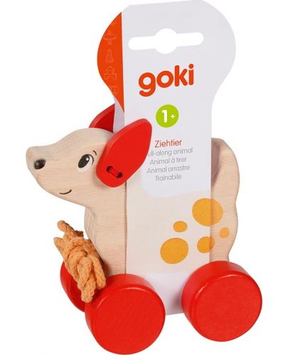 Дървена играчка за дърпане Goki - Куче - 1
