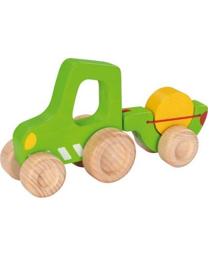 Дървена играчка Goki - Трактор с ремарке - 1