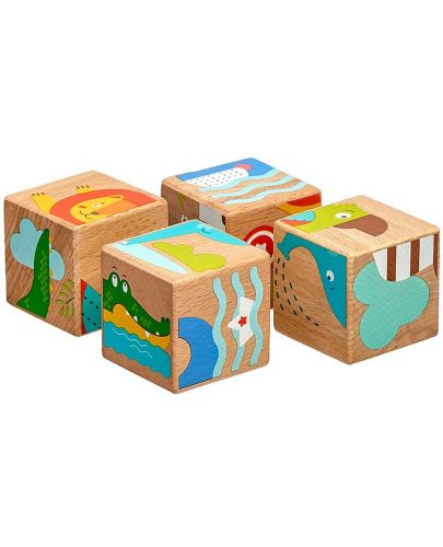 Дървен пъзел с кубчета Lucy&Leo - Диви животни - 6