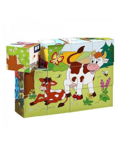 Дървени кубчета Woody Веселото влакче - Животни и сезони - 1