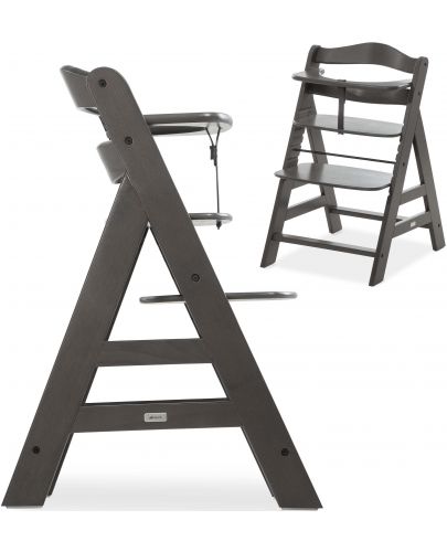 Дървено столче за хранене Hauck - Alpha Plus Select, charcoal - 3
