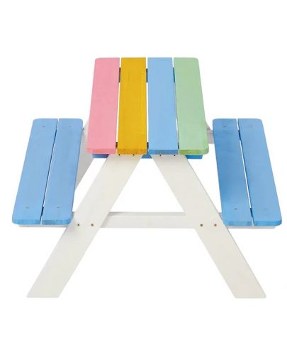 Дървен детски комплект Ginger Home - Маса с пейки за пикник, Rainbow - 2