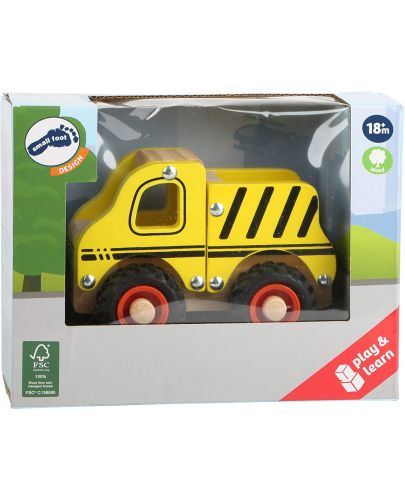 Дървена играчка Small Foot - Камион, жълт - 4