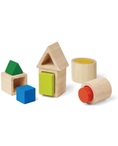 Дървени кубчета за редене и сортиране PlanToys  - 1