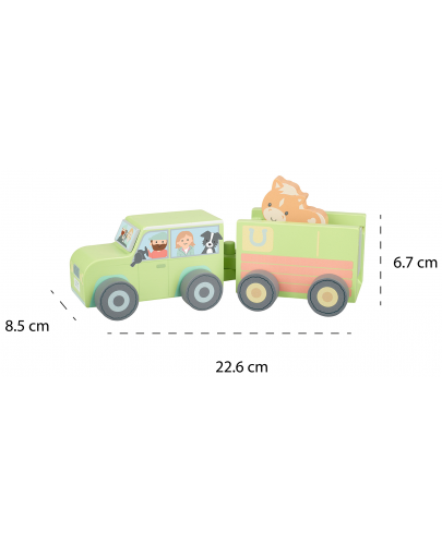 Дървен игрален комплект Orange Tree Toys - Фермерска кола с конче - 5