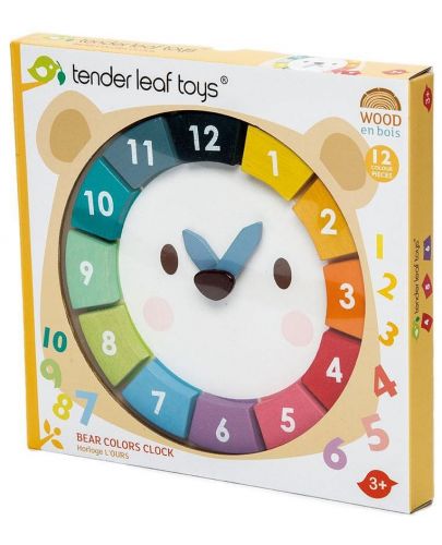 Дървена играчка Tender Leaf Toys - Образователен часовник Мече - 3