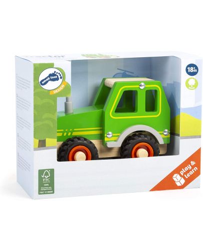 Дървена играчка Small Foot - Трактор, зелен - 3