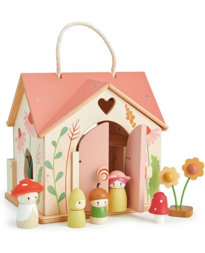 Дървена къща за кукли Tender Leaf Toys - Rosewood Cottage, с фигурки - 1
