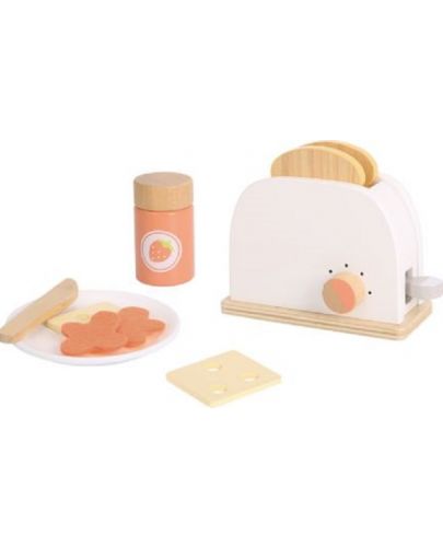 Дървена играчка Tooky toy - Тостер с продукти за закуска  - 1