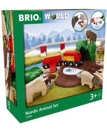Дървен комплект Brio - Влакче и релси Nordic Forest Animals - 8