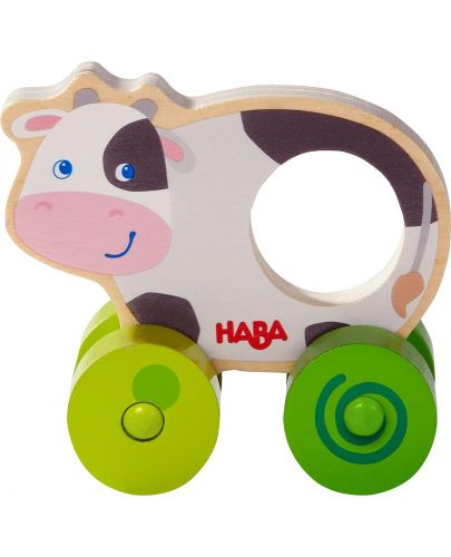 Дървена играчка за бутане Haba - Крава - 1