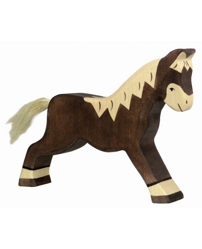 Дървена фигурка Holztiger - Тичащ кон, тъмнокафяв - 1
