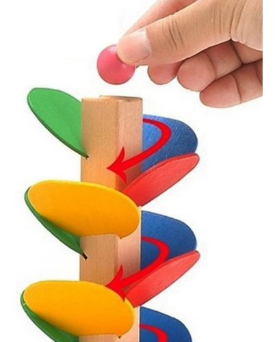 Дървена играчка Smart Baby - Кула с падащи топчета - 3