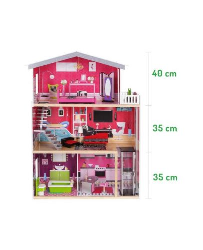 Дървена къща за кукли с обзавеждане Moni Toys - Isabella, 4118 - 5