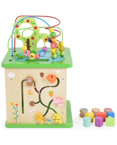 Дървен куб Tooky Toy - Център за игра, Гора - 1