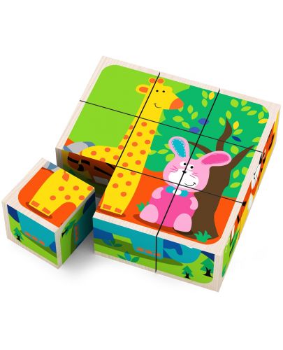 Дървени кубчета Acool Toy - Животни - 1