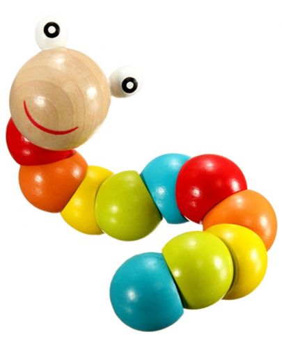 Дървена играчка Smart Baby - Цветно червейче - 1